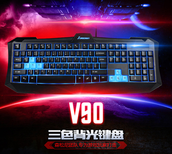 森松尼V90三色背光鍵盤詳情頁面設計
