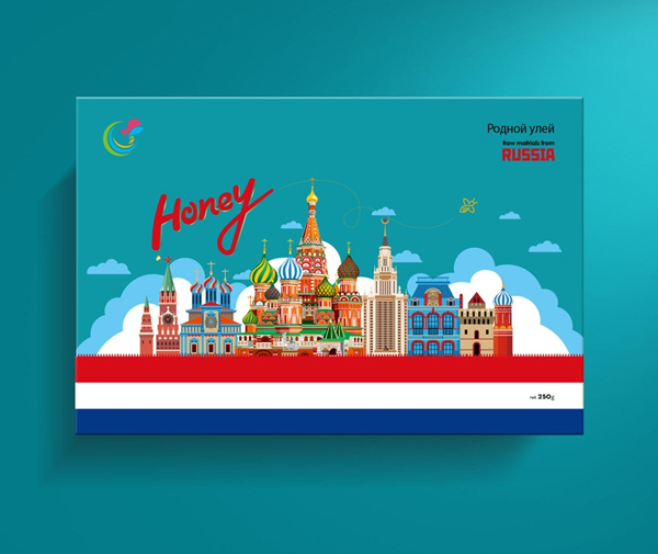 蜂還巢俄羅斯彩色蜂蜜禮品盒包裝設(shè)計